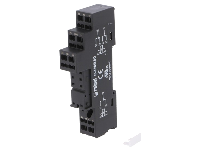 Socket; PIN: 8; 10A; 300VAC; op DIN-rail; veerklemmen; -40÷70°C Socket; PIN: 8; 10A; 300VAC; op DIN-rail; veerklemmen; -40÷70°C